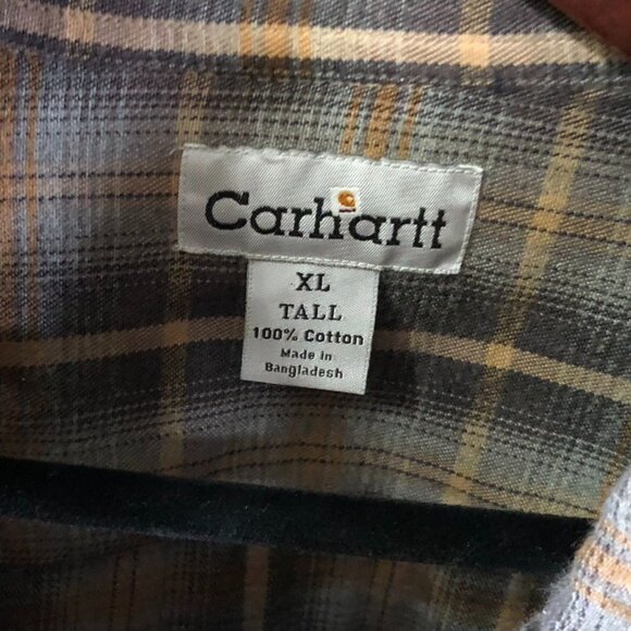 Vintage Carhartt Mens Shirt Jacket XLT Khaki Flannel Lined Snap Shacket S96GKH - Picture 3 of 16
